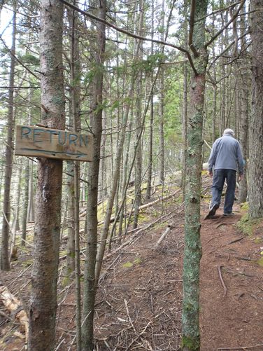 Wooden signs and blaze markers help hikers navigate the trail
