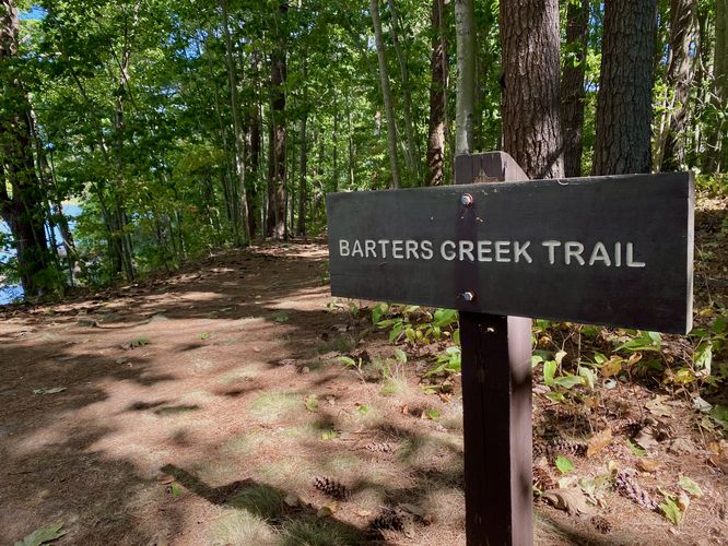 Barters Creek Trail trailhead sign