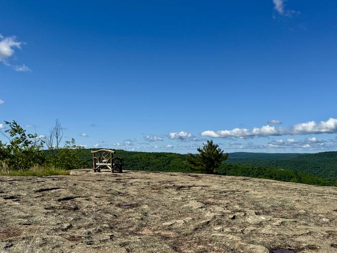 Bench sits at the West Mountain vista on Bear Mountain