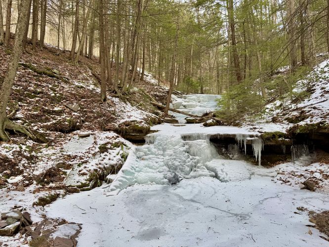 Bear Run Falls -- Upper and Lower, frozen over