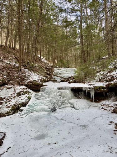 Bear Run Falls -- Upper and Lower, frozen over