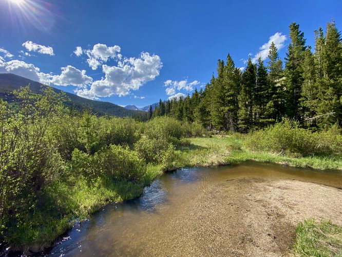 View of mountains and Hidden Valley Creek