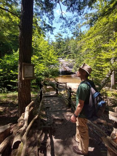Walkway to the pool at the base of Beede Falls