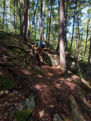 A bit of a scramble up to the top of Beede Falls