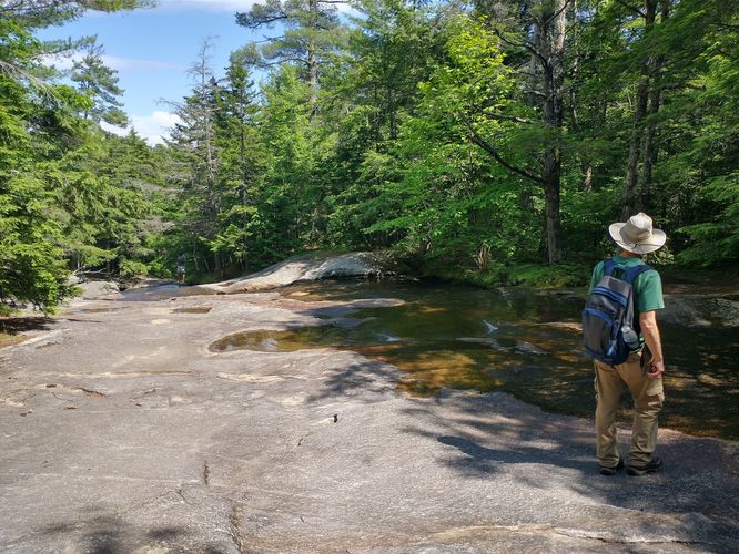 Bearcamp River spills over this large rock ledge to create a natural waterpark