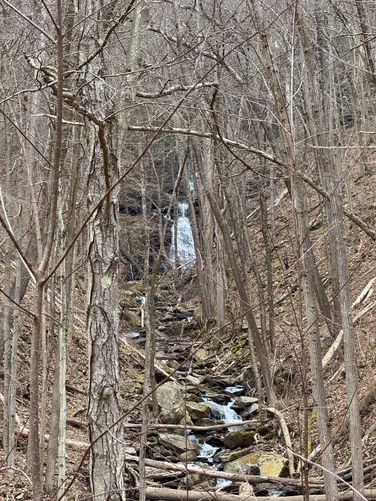 Water Tank Falls' lower tier as seen from the trail