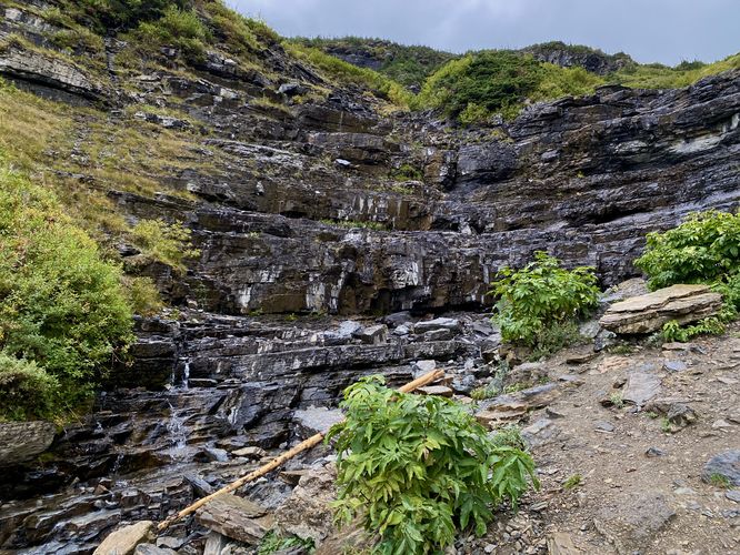 Big Bend Falls (dry in autumn) / avalanche chute