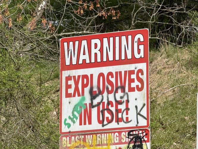 Warning explosives in use -- new quarry sits nextdoor