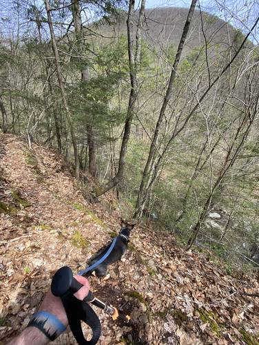 Super steep mountain terrain on Old Supply Trail - over 60-foot plunge