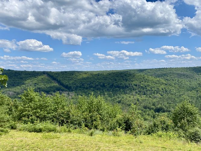 View of electrical lines running down the mountain - at Black Gap Vista