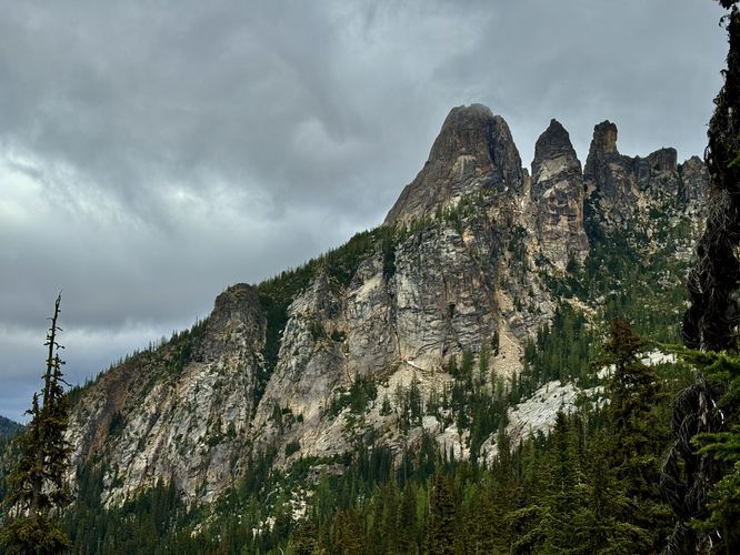 View of the Liberty Bell, Concord Tower, and Lexington Tower peaks