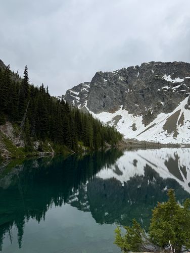 Portrait view of Blue Lake with deep blue hues