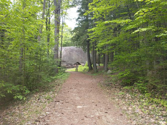 A glimpse of the Madison Boulder from the trail 