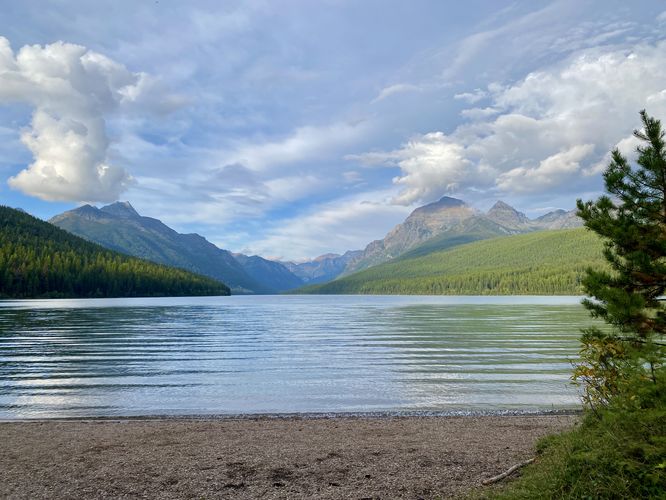 Beach of Bowman Lake