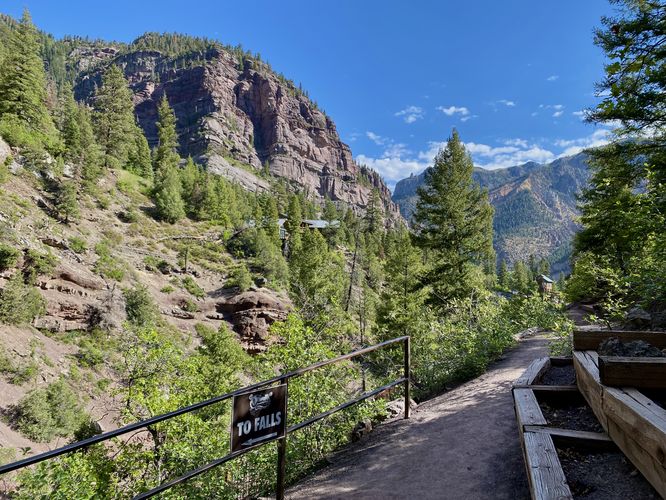 View into Ouray, Colorado from the turn