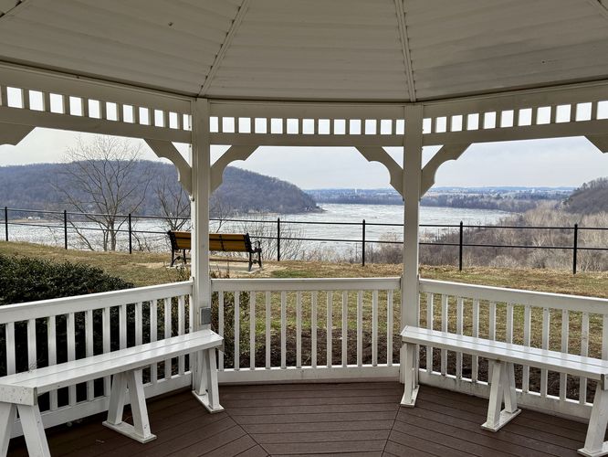 View of the river from inside the gazebo