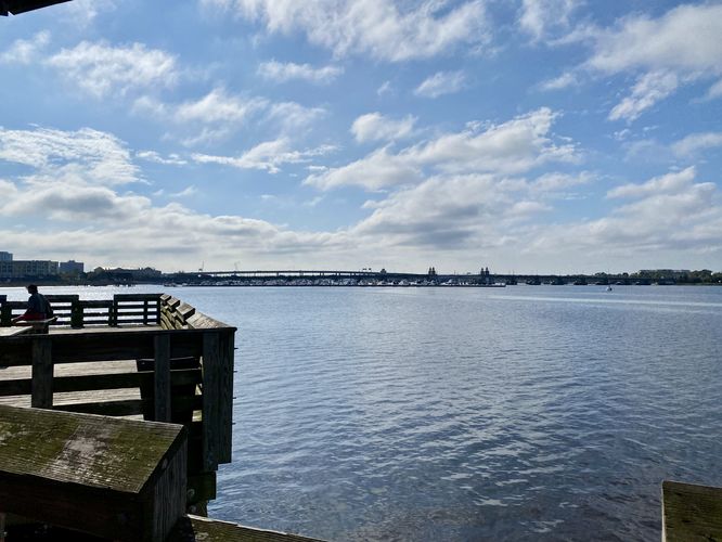 View of the Ashley River in Charleston from Brittlebank Park Pier