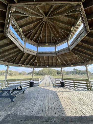 Under the roofed pier at Brittlebank Park
