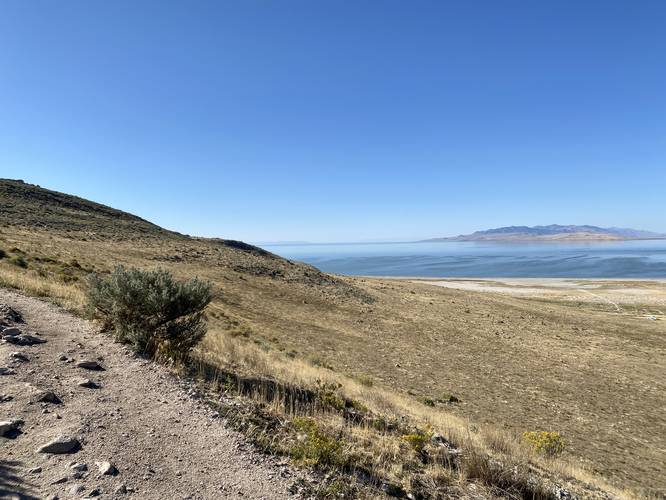 Hiking up to Buffalo Point with views of the Great Salt Lake