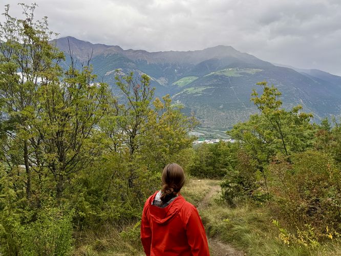 View of the Italian Alps of South Tyrol from the trail