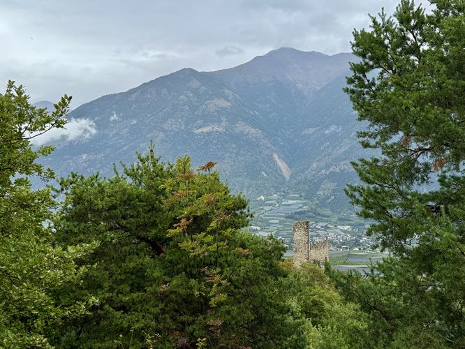View of Castle Montani di Sotto from the trail