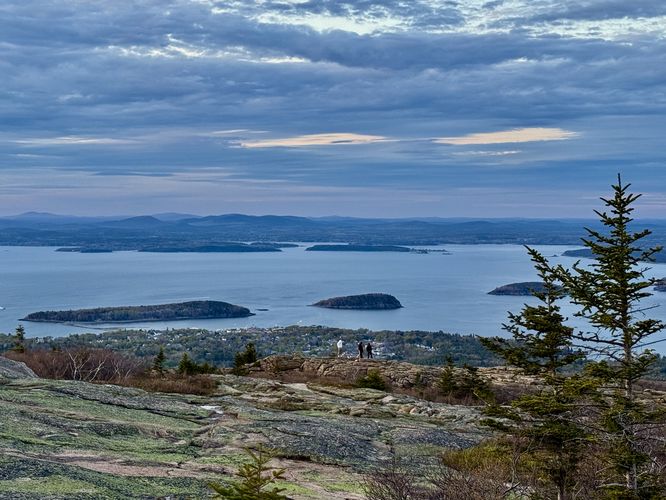 View of Bar Harbor and Bar Island from Cadillac Mountain's summit