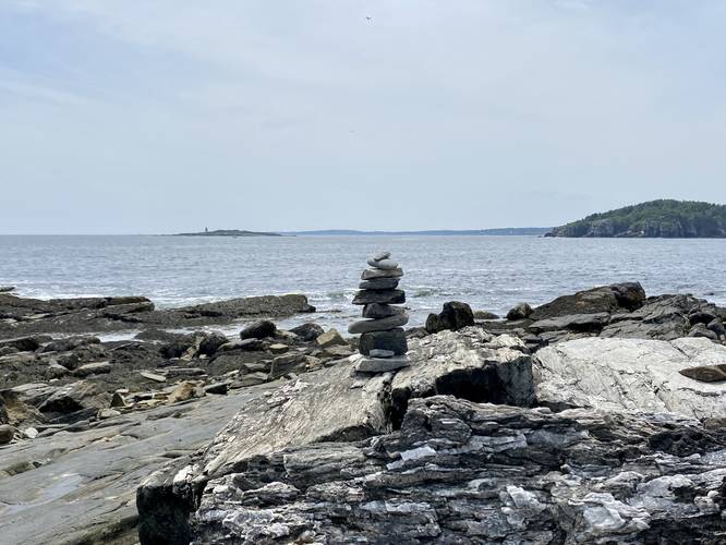 Rock Cairn with view of Whitehead Passage