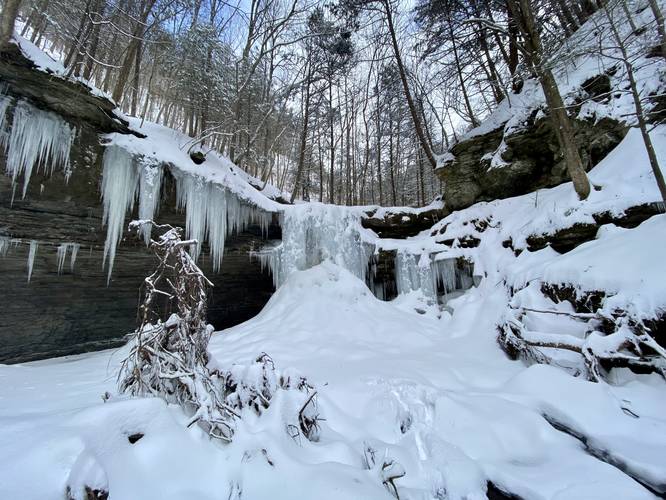 Campbell Run Falls, approx. 25-feet tall frozen in January 2022