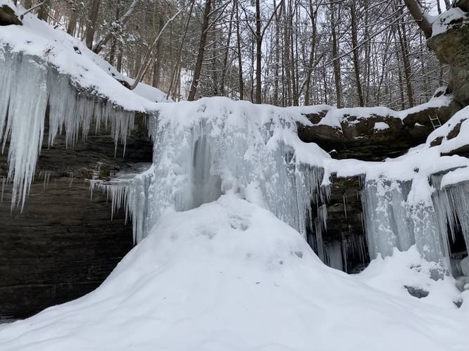 Campbell Run Falls, approx. 25-feet tall frozen in January 2022