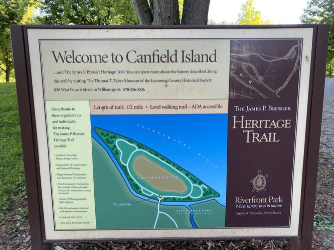 Canfield Island trailhead sign