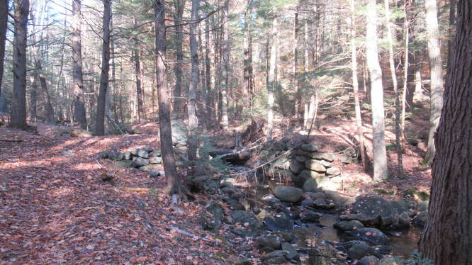 Remains of an old stone bridge at Town Line Brook