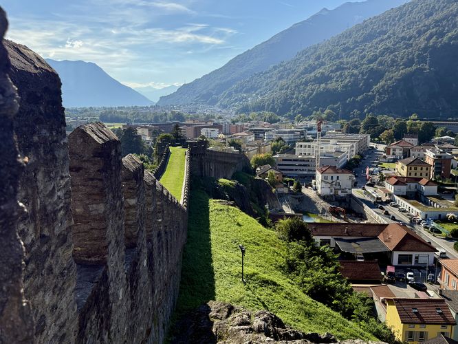 Grassy murata (ramparts wall) of Castel Grande