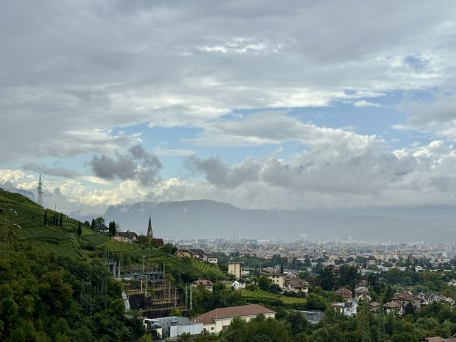 View of the city of Bolzano from the castle tower