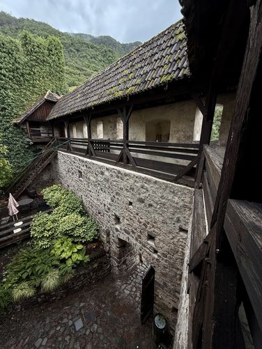 A view from above the castle's main entrance