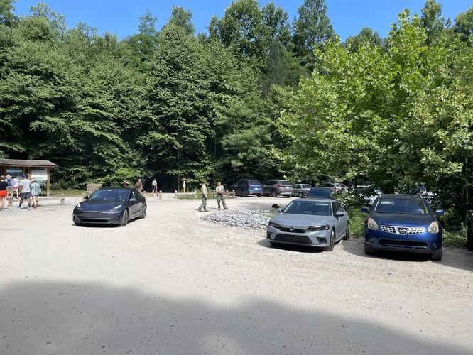 Large parking lot at Catawba Falls