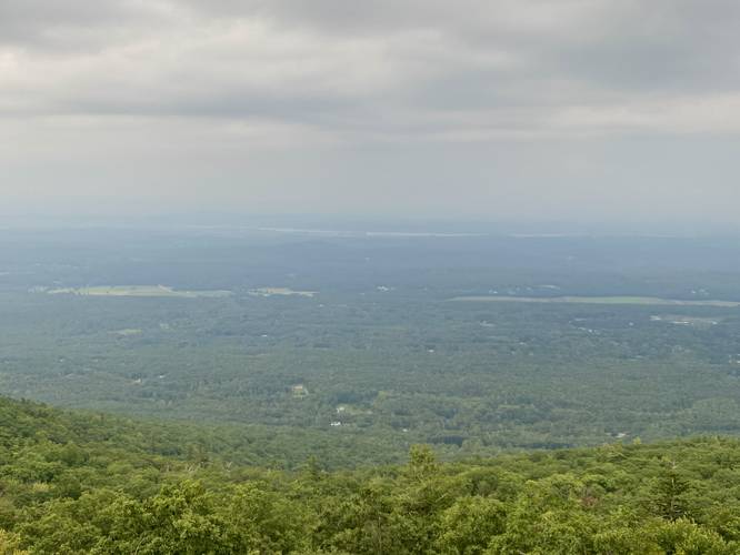 View of the Hudson River Valley from the mountainside cliff