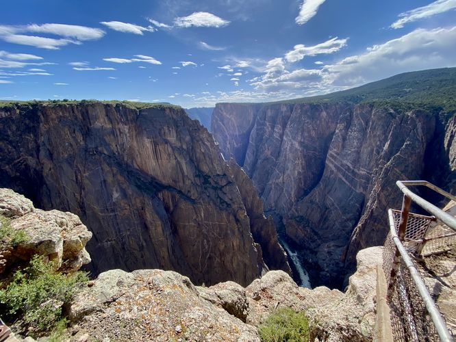 View into the Black Canyon with the Painted Wall directly ahead