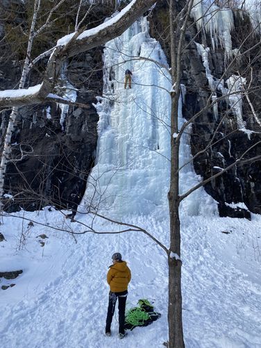 Ice climber on Chiller Pillar (WI4)