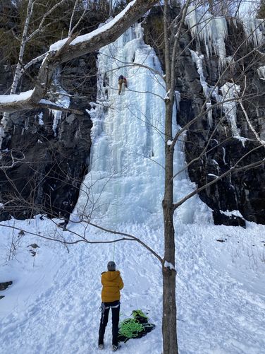 Ice climber on Chiller Pillar (WI4)