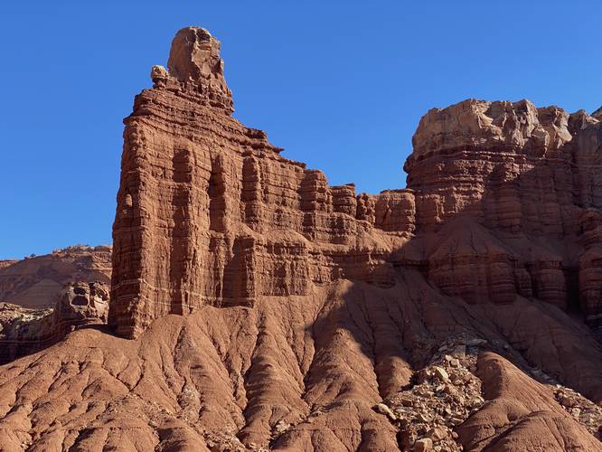 View of Chimney Rock at Capitol Reef National Park (from road)