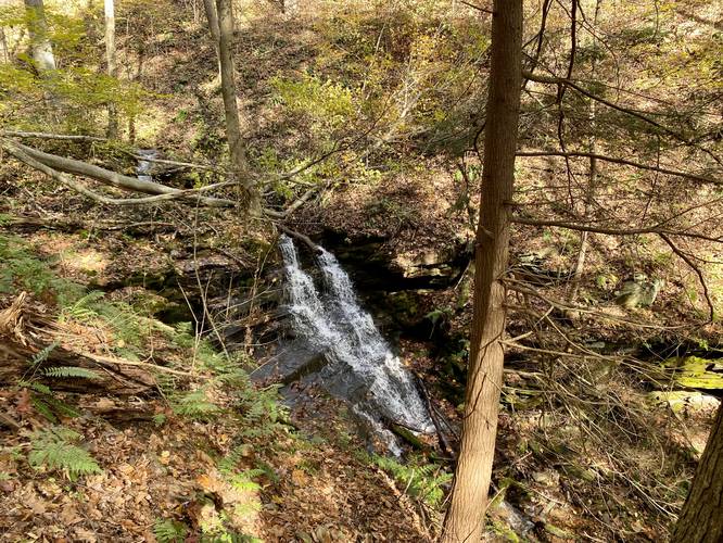 10-foot waterfall along the Bull Run Trail
