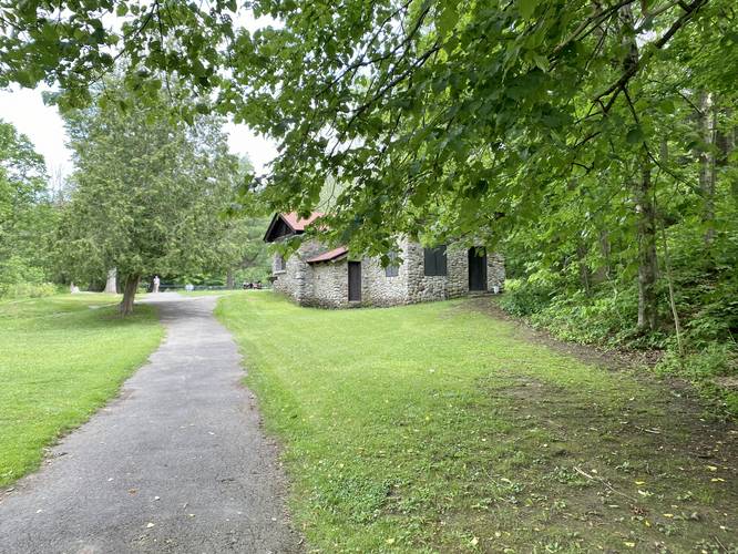 Trail leads to picnic area and top of falls