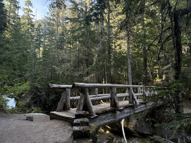 Footbridge that crosses the Van Trump Creek gorge