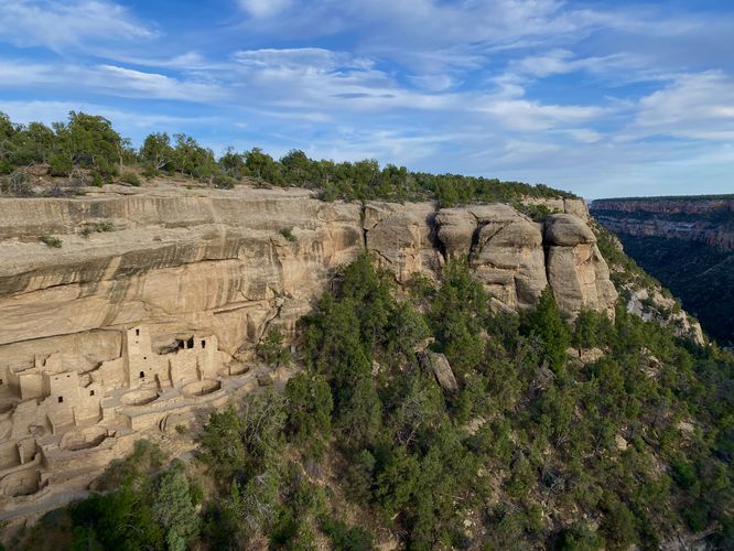 View of the Cliff Palace, Cliff Canyon, and Soda Canyon behind