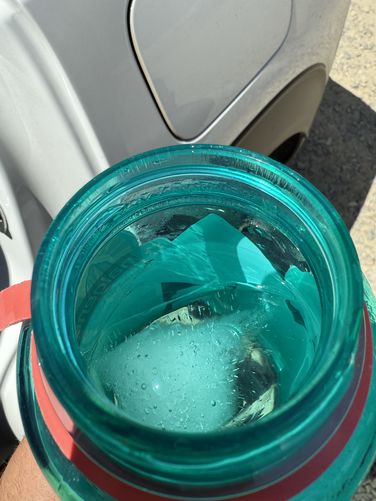 Water bottle with ice waiting for us at the car. This was huge
