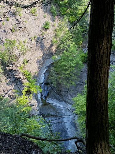 Large waterfalls in Conklin's Gully, located 200-feet below