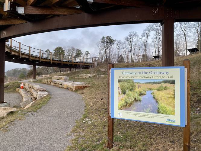 Trail leads back to parking at the Gateway to the Greenway