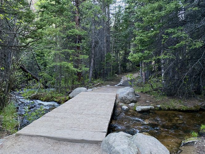 Bridge crosses small scenic creek
