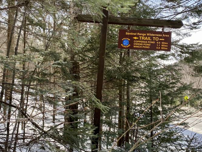 Copperas Pond Trail trailhead sign