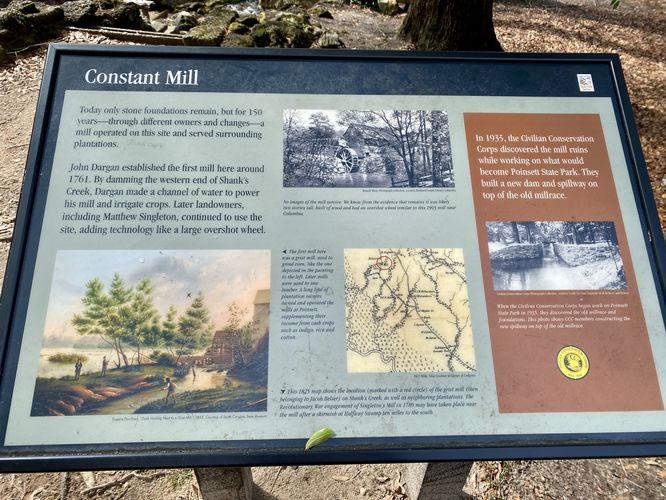 Interpretive sign for Poinsett State Parks mill history